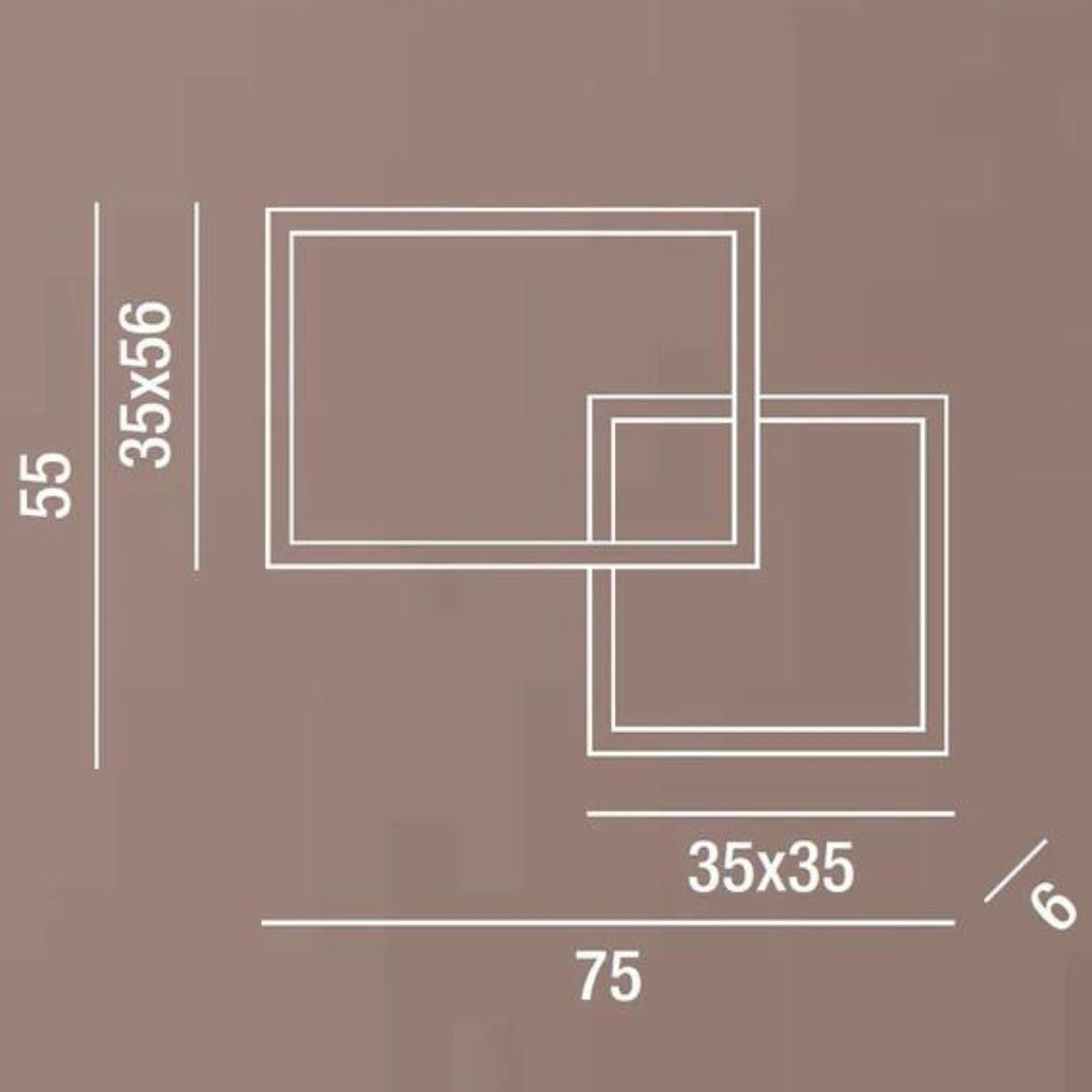 Plafoniera moderna in metallo squadrata - led 45w CCT art CROSS 6595