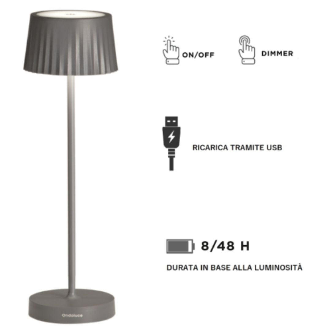 Lampada ricaricabile led vari colori art MACAO