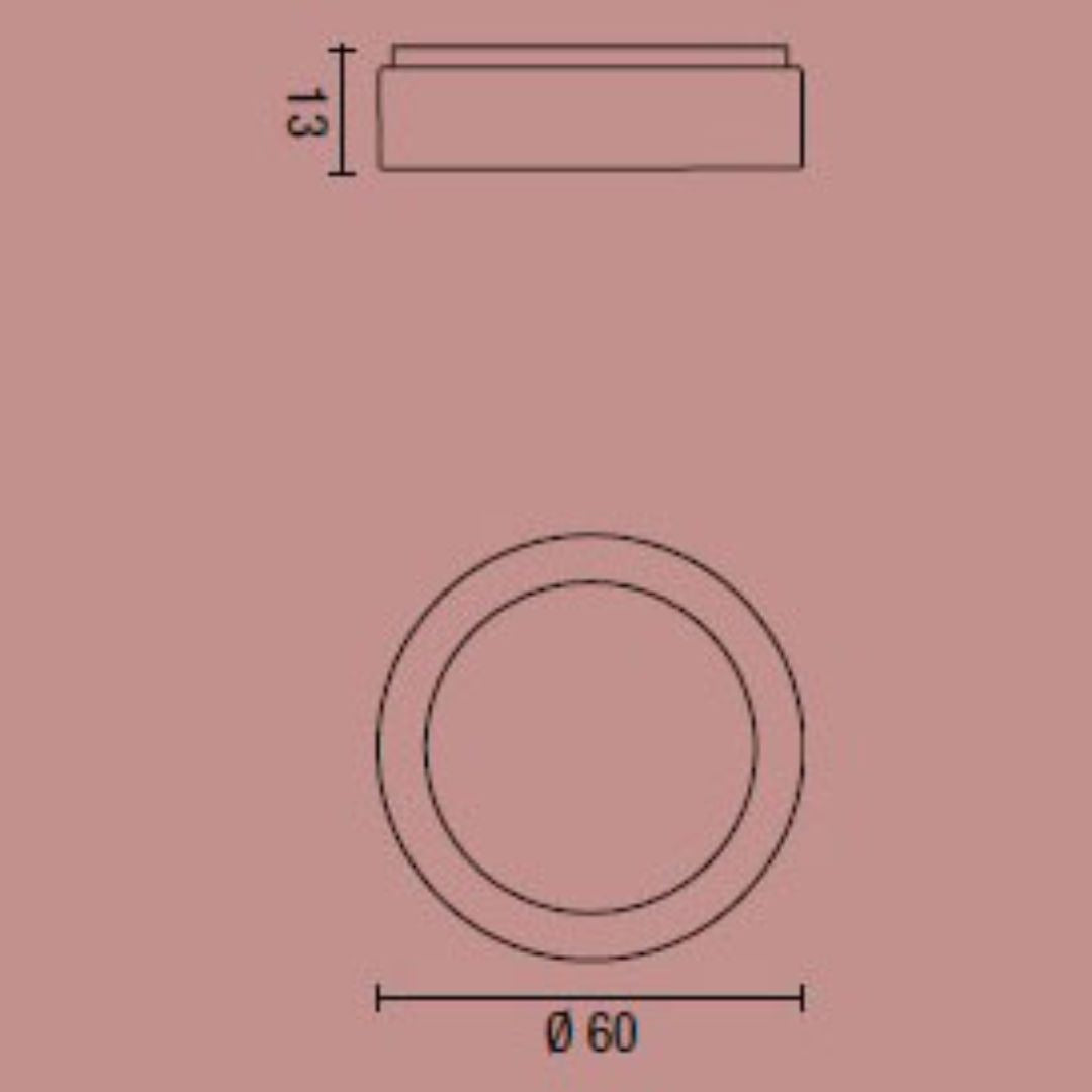 Plafoniera moderna tonda Ø60cm in alluminio verniciato in 5 colori art BAND