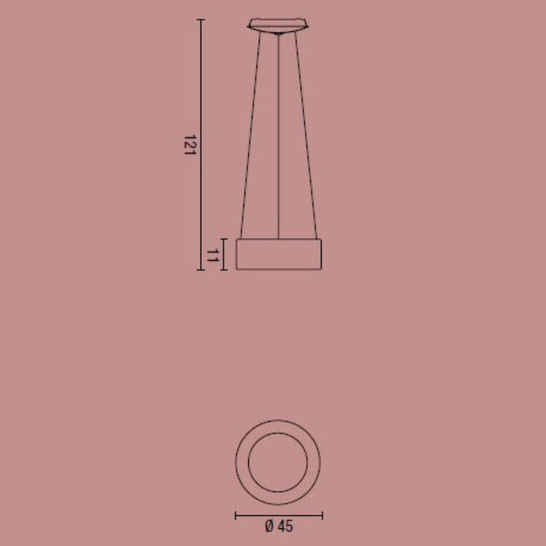 Sospensione moderna tonda Ø45cm in alluminio verniciato in 5 colori art BAND S45