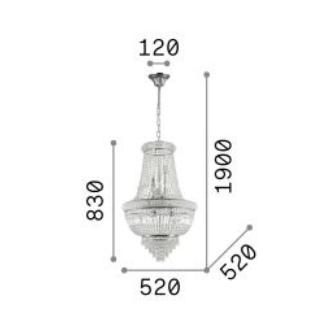 Lampadario in cristallo trasparente - metallo cromo o ottone art DUBAI