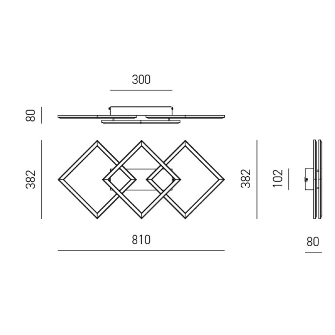 Plafoniera led moderna in metallo con forma squadrata intrecciata art AFRODITE P/P e P/M