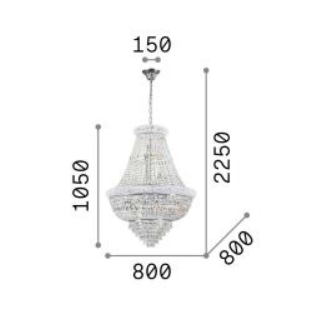 Lampadario in cristallo trasparente - metallo cromo o ottone art DUBAI
