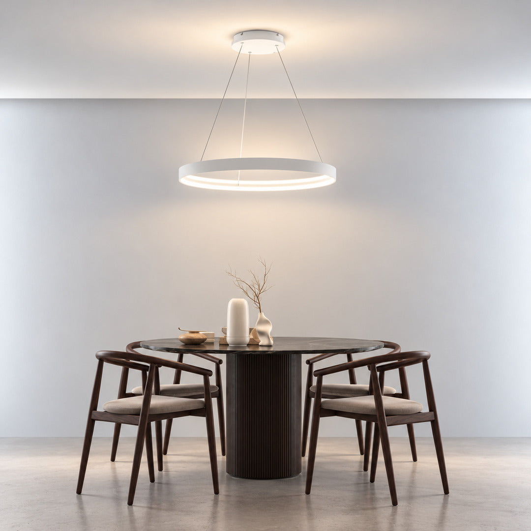 Sospensione moderna anello led Ø80cm bianco o oro art Malika 1216/S80