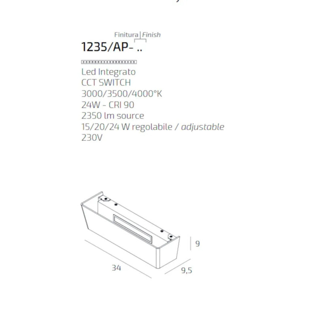 Lampada parete led 24w CCT in 3 colori art KING 1235/AP