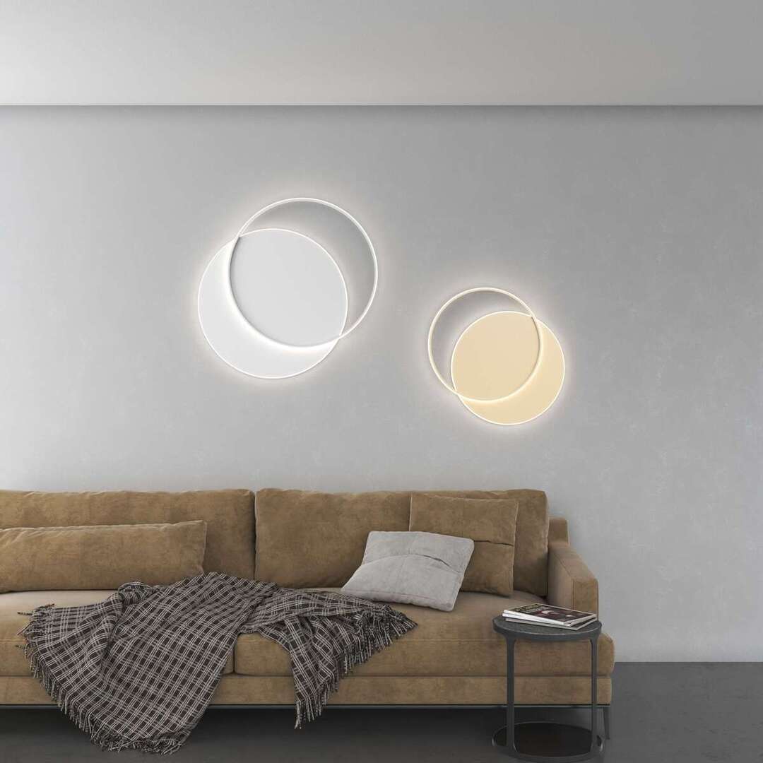 Plafoniera anelli led intrecciati 42w CCT bianco o oro art Mercury 1224/60