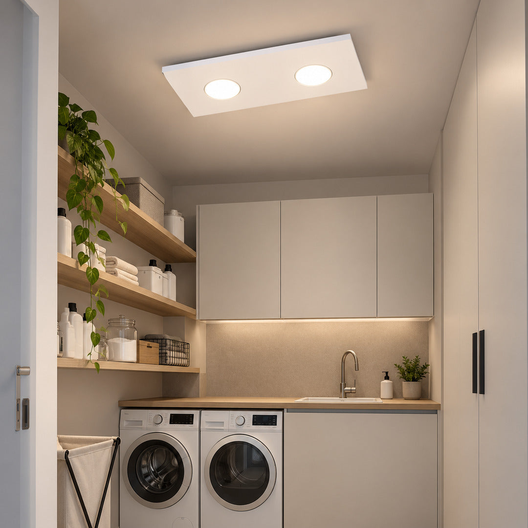 Plafoniera rettangolare in metallo 2 luci LED GX53 art.1127/PL2