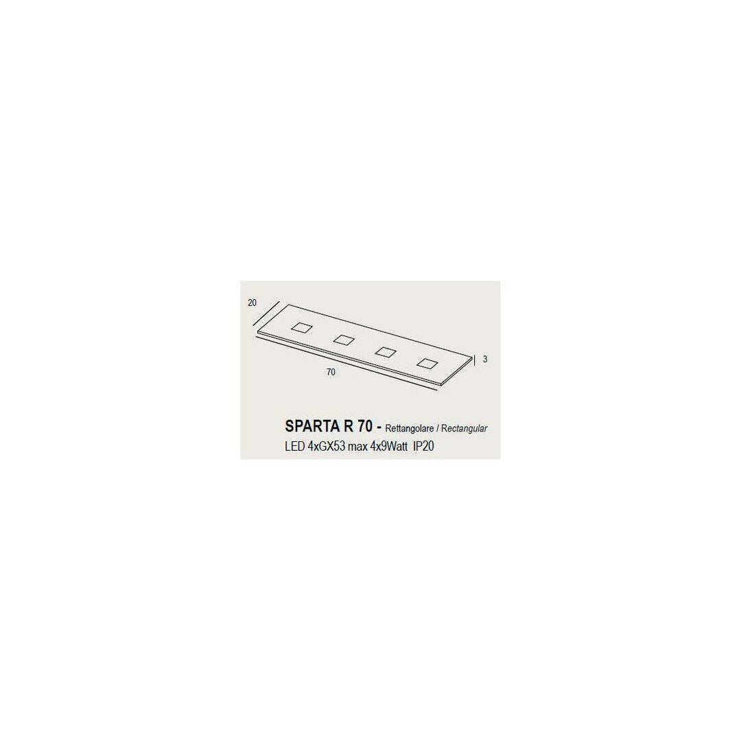 Plafoniera rettangolare 4 luci GX53 in metallo – 19 colori disponibili – Sparta R70