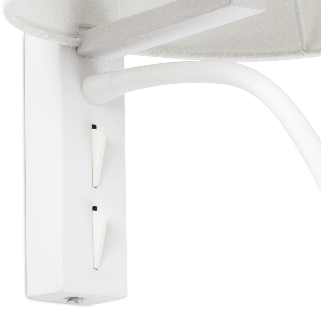 Applique bianco da comodino paralume con puntatore led bianco cod. 64322