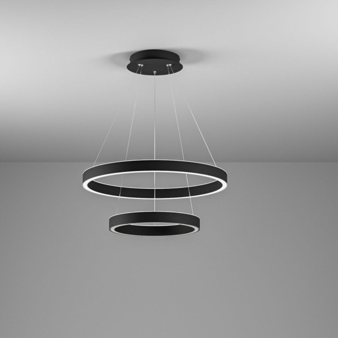 Sospensione moderna due anelli in metallo Ø 40+Ø60cm led art CRISEIDE S/2P