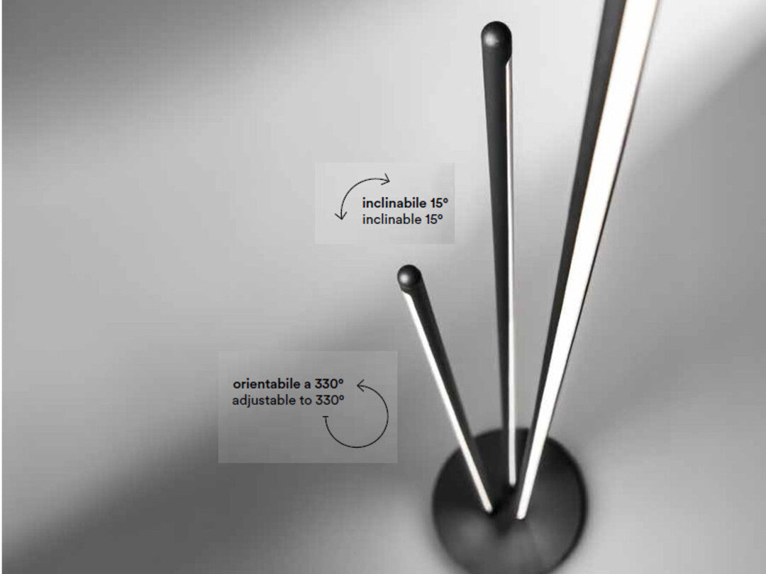 Lampada da terra formata da 3 steli in metallo led art TWINS 8056