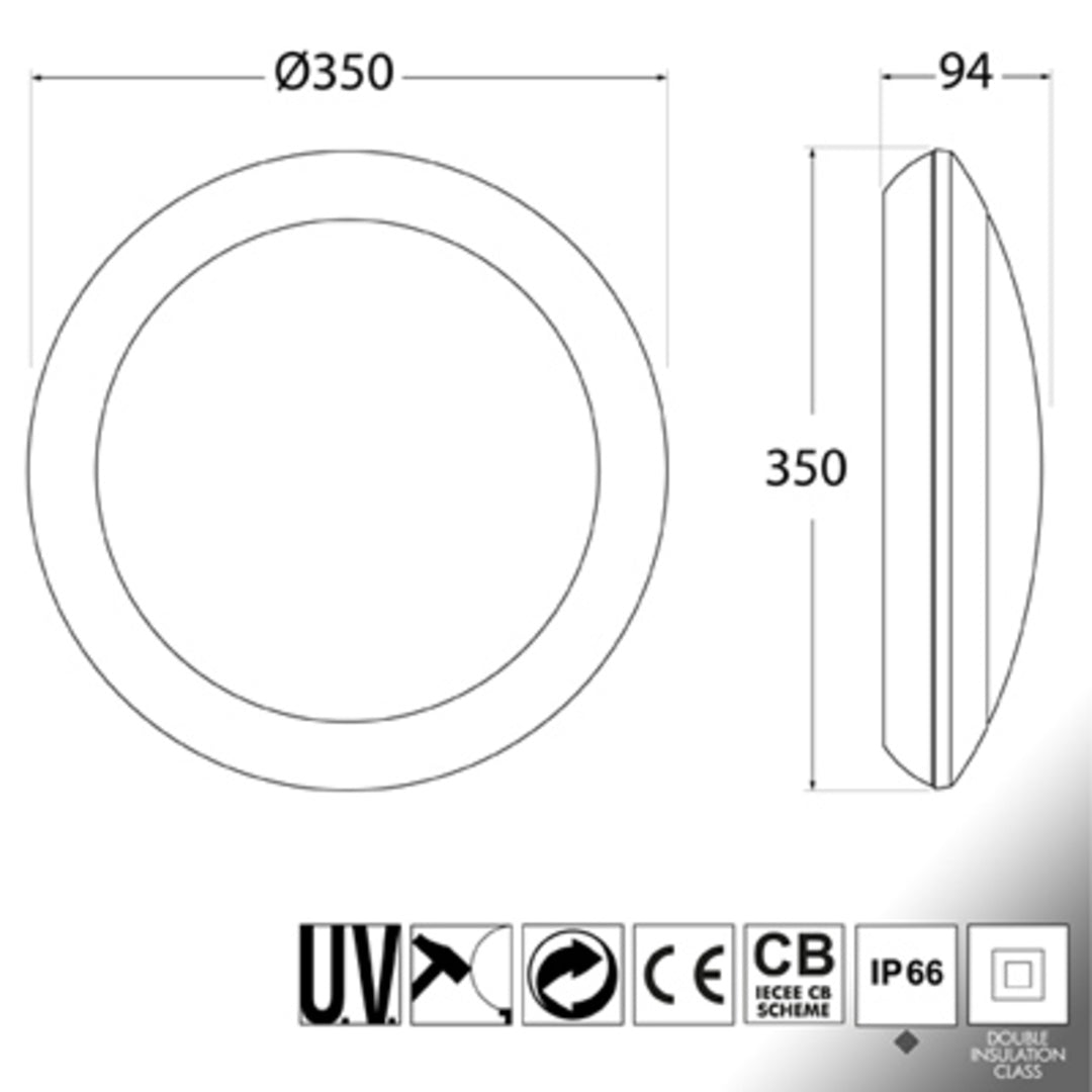 Plafoniera da esterno bianca tonda in plastica 2xE27 IP66