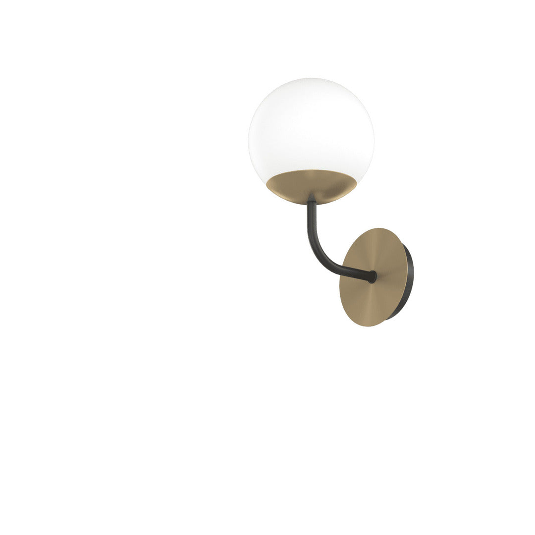 Applique da parete moderna vetro sfera bianca e braccio nero/ottone art Clear 1198/A1