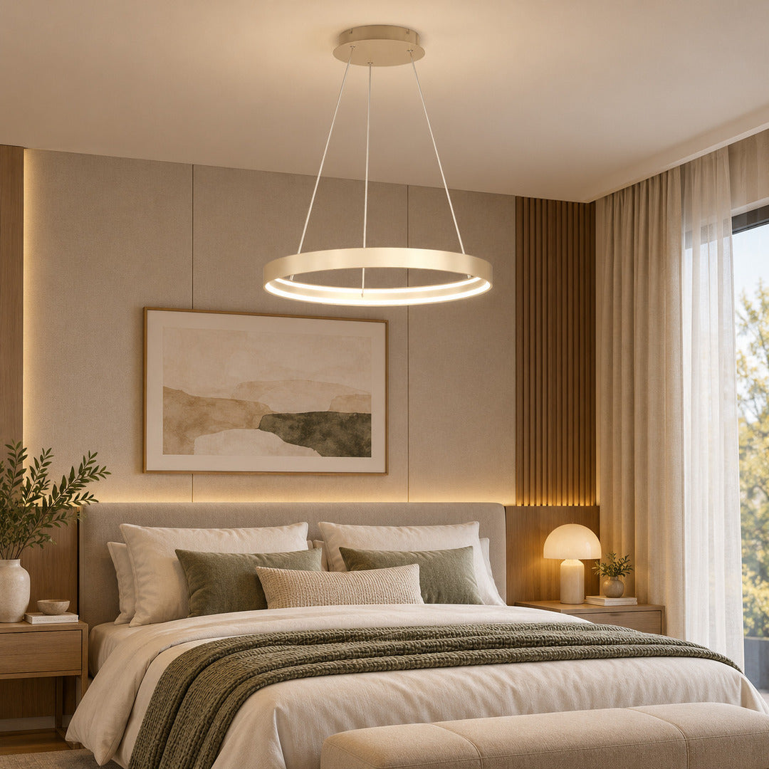 Sospensione moderna anello led Ø60cm bianco o oro art Malika 1216/S60