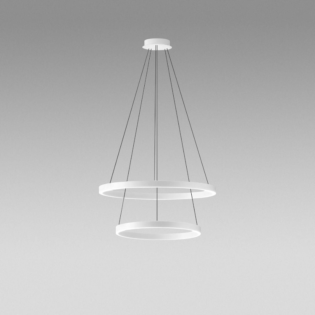 Sospensione moderna due anelli in metallo Ø 40+Ø60cm led art CRISEIDE S/2P