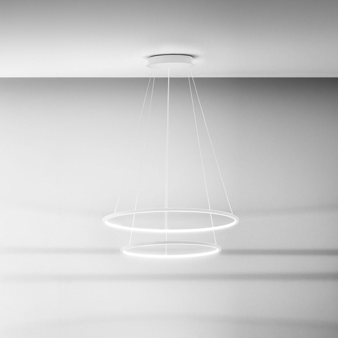 Sospensione anelli led bianco art ERIKA/S2 (Ø60+Ø80) ed art ERIKA/S3 (Ø60+Ø80+Ø100)