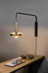 Applique estensibile in metallo nero e oro satinato 1xE27 stile minimal industrial cod.20168