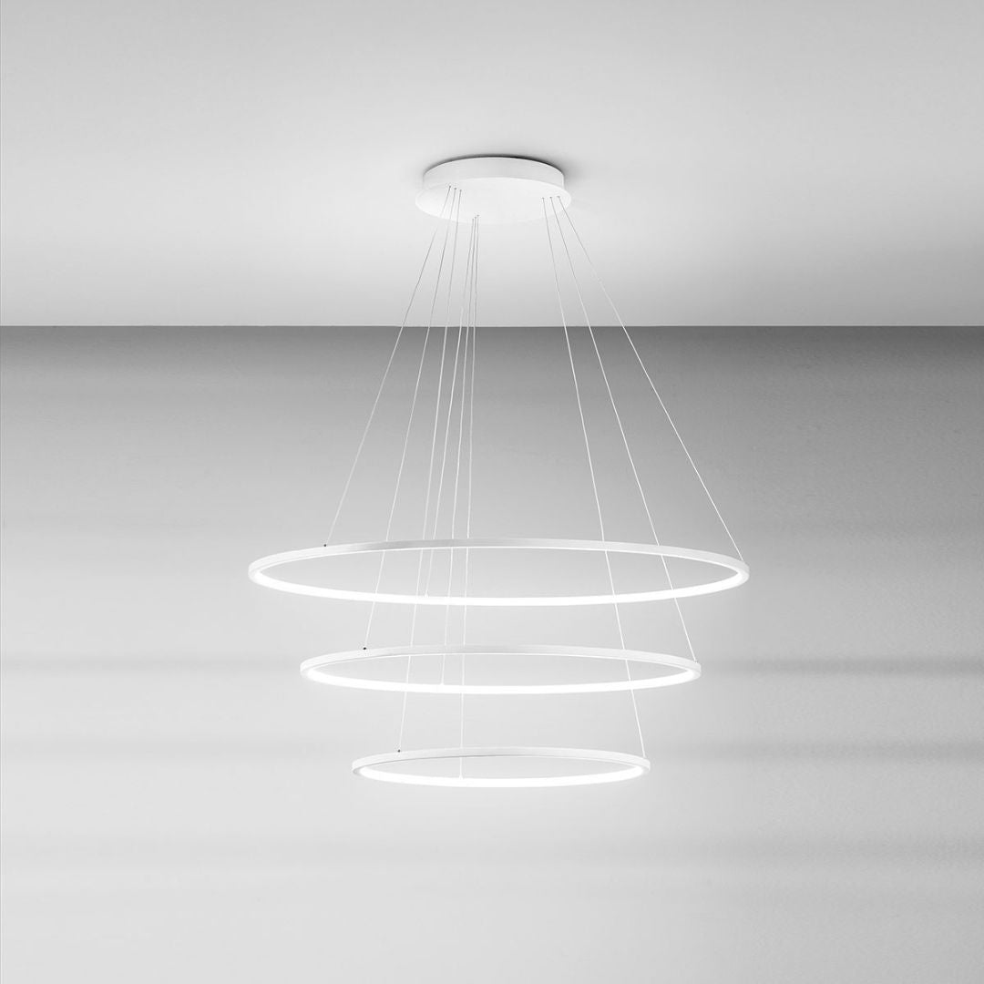 Sospensione anelli led bianco art ERIKA/S2 (Ø60+Ø80) ed art ERIKA/S3 (Ø60+Ø80+Ø100)