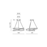 Sosp moderna anello intrecciato led 3 colori Ø50cm DIVA S/P
