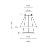 Sospensione moderna due anelli in metallo Ø 40+Ø60cm led art CRISEIDE S/2P