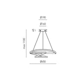 Sospensione moderna anello led intrecciato Ø65cm art DIVA S/G