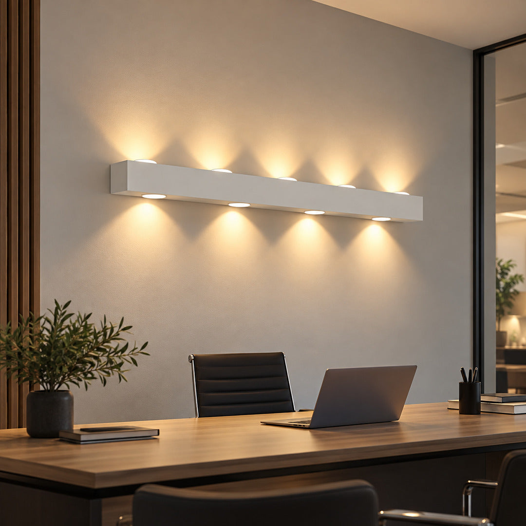 Applique moderna lineare da parete biemissione 9 luci GX53 art 1190/A9 Toplight