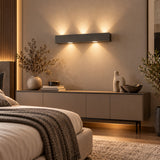 Applique lineare biemissione 5 luci GX53 led colore bianco sabbia silver e antracite art 1190/A5