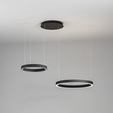 Sospensione 2 anelli led in alluminio  Ø40 + Ø60 / 3 colori (bianco sat - nero sat - oro spazzolato) art CRISEIDE S/2D