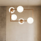 Sospensione 5 Luci con sfere in vetro soffiato - Oro o Nero - art MONILE S5R