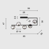 Plafoniera 5 Luci con sfere in vetro soffiato - Oro o Nero - art MONILE PL5