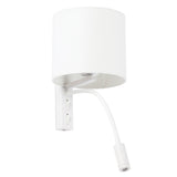 Applique bianco da comodino paralume con puntatore led bianco cod. 64322